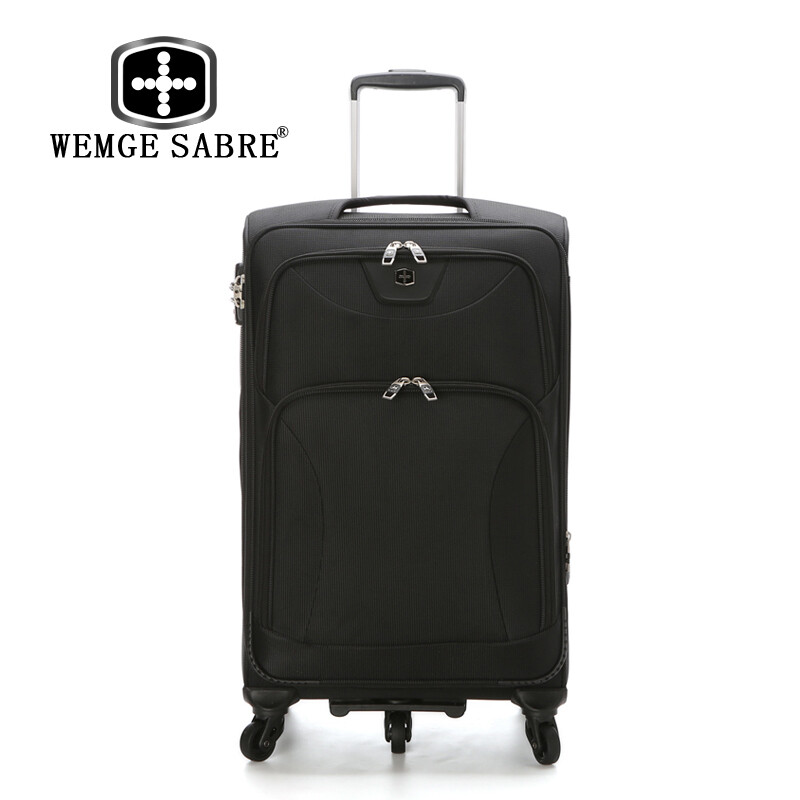 WEMGE SABRE拉桿箱耐磨萬(wàn)向輪商務(wù)休閑旅行箱包托運(yùn)箱行李箱男女拉桿箱26寸軟箱 黑色 20寸